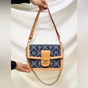 •••SOLD•••Rare Louis Vuitton Jacquard Since 1854 Dauphine MM Blue Bag